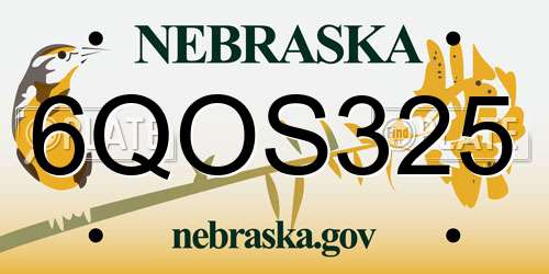 6QOS325 Nebraska License Plate