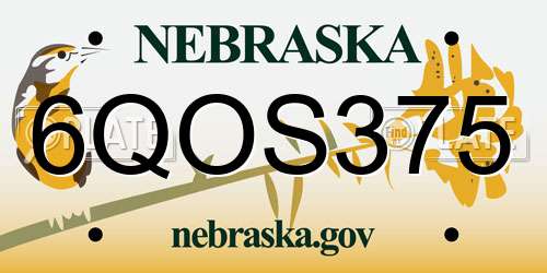 6QOS375 Nebraska License Plate