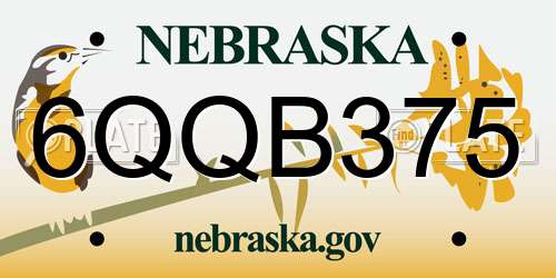 6QQB375 Nebraska License Plate