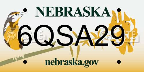 6QSA29 Nebraska License Plate