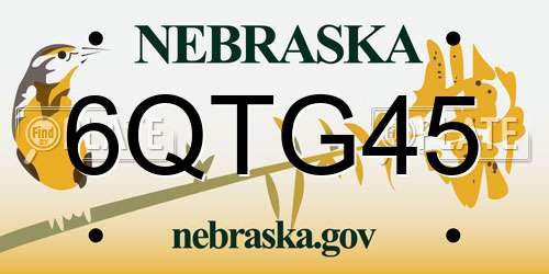 6QTG45 Nebraska License Plate