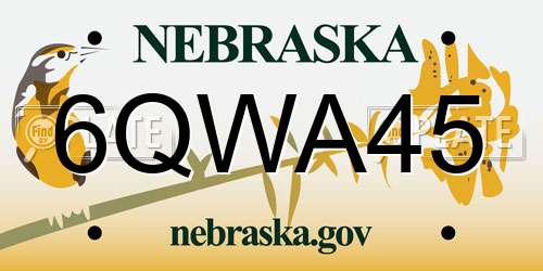 6QWA45 Nebraska License Plate