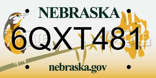 6QXT481 Nebraska License Plate