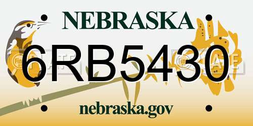 6RB5430 Nebraska License Plate