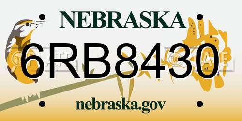 6RB8430 Nebraska License Plate