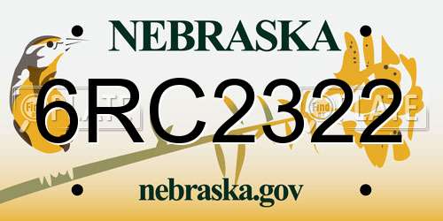 6RC2322 Nebraska License Plate