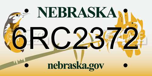 6RC2372 Nebraska License Plate