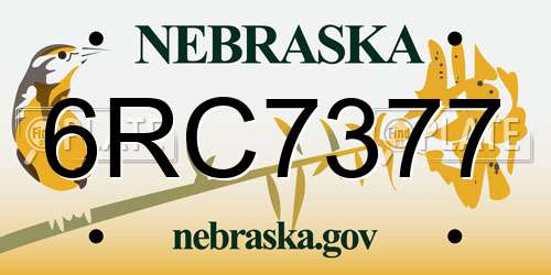 6RC7377 Nebraska License Plate