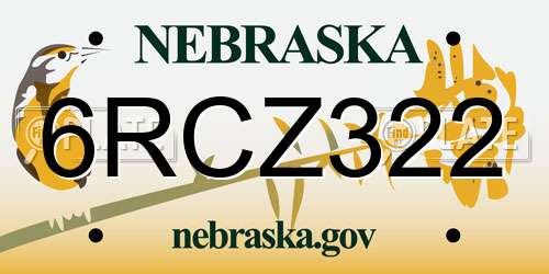 6RCZ322 Nebraska License Plate