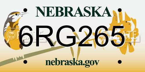 6RG265 Nebraska License Plate