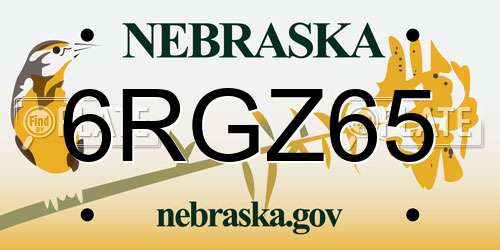 6RGZ65 Nebraska License Plate
