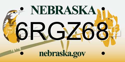 6RGZ68 Nebraska License Plate
