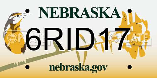 6RID17 Nebraska License Plate