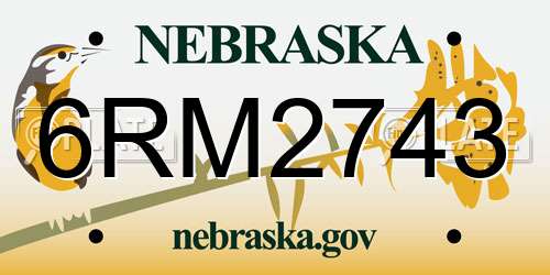 6RM2743 Nebraska License Plate