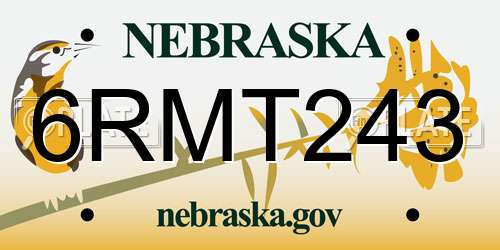 6RMT243 Nebraska License Plate