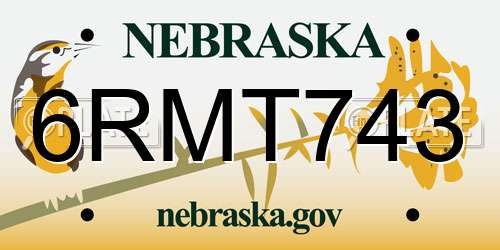 6RMT743 Nebraska License Plate