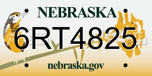 6RT4825 Nebraska License Plate
