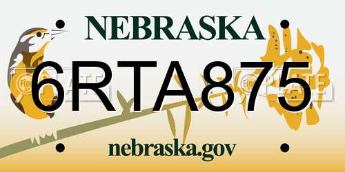 6RTA875 Nebraska License Plate