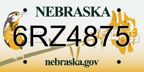 6RZ4875 Nebraska License Plate