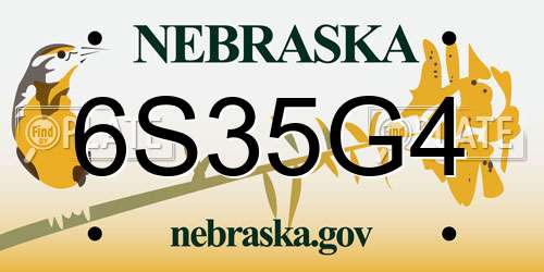 6S35G4 Nebraska License Plate
