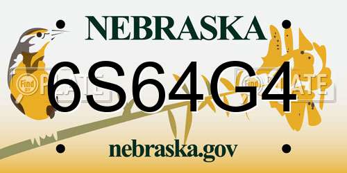 6S64G4 Nebraska License Plate