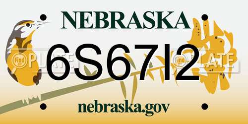 6S67I2 Nebraska License Plate