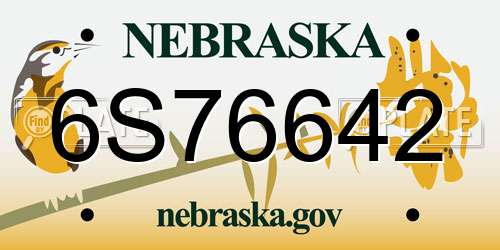 6S76642 Nebraska License Plate