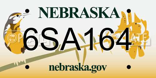 6SA164 Nebraska License Plate