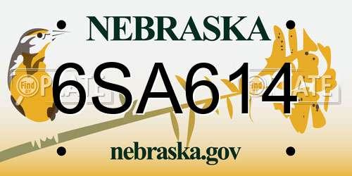 6SA614 Nebraska License Plate