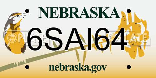 6SAI64 Nebraska License Plate