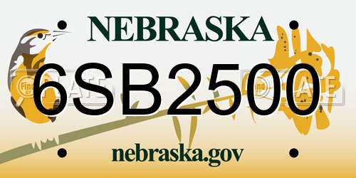 6SB2500 Nebraska License Plate