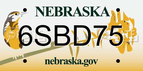 6SBD75 Nebraska License Plate