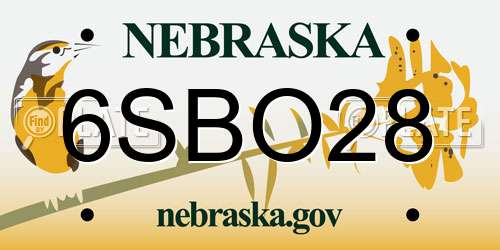 6SBO28 Nebraska License Plate