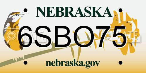 6SBO75 Nebraska License Plate