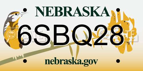6SBQ28 Nebraska License Plate