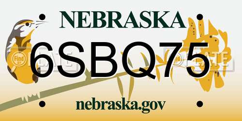 6SBQ75 Nebraska License Plate