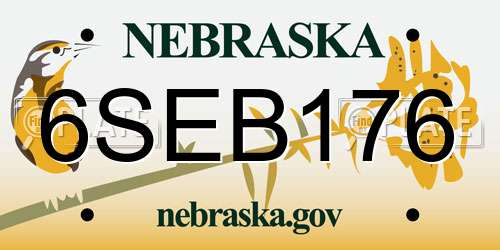 6SEB176 Nebraska License Plate