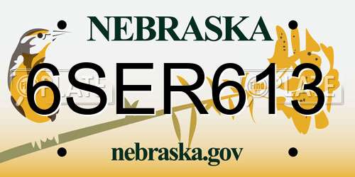 6SER613 Nebraska License Plate