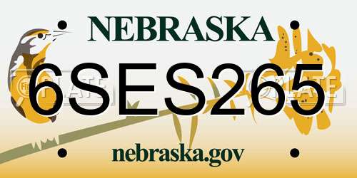 6SES265 Nebraska License Plate
