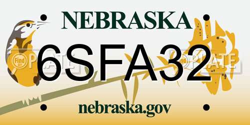 6SFA32 Nebraska License Plate