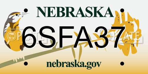 6SFA37 Nebraska License Plate