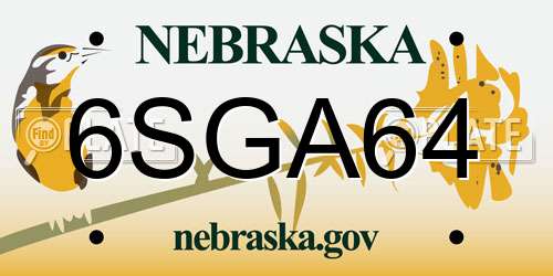 6SGA64 Nebraska License Plate