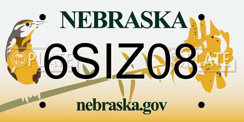 6SIZ08 Nebraska License Plate