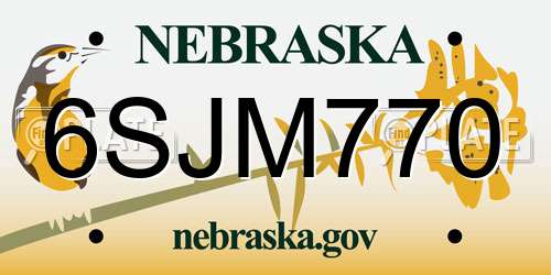6SJM770 Nebraska License Plate