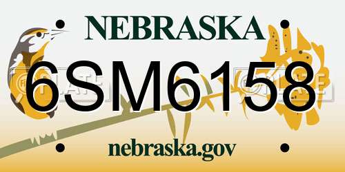 6SM6158 Nebraska License Plate