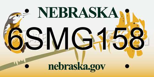 6SMG158 Nebraska License Plate