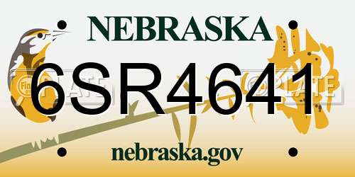 6SR4641 Nebraska License Plate