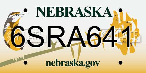 6SRA641 Nebraska License Plate