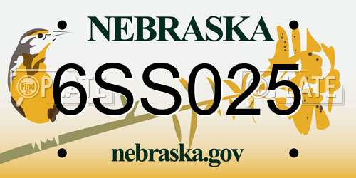 6SS025 Nebraska License Plate