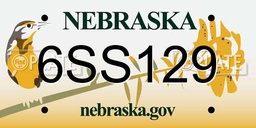 6SS129 Nebraska License Plate